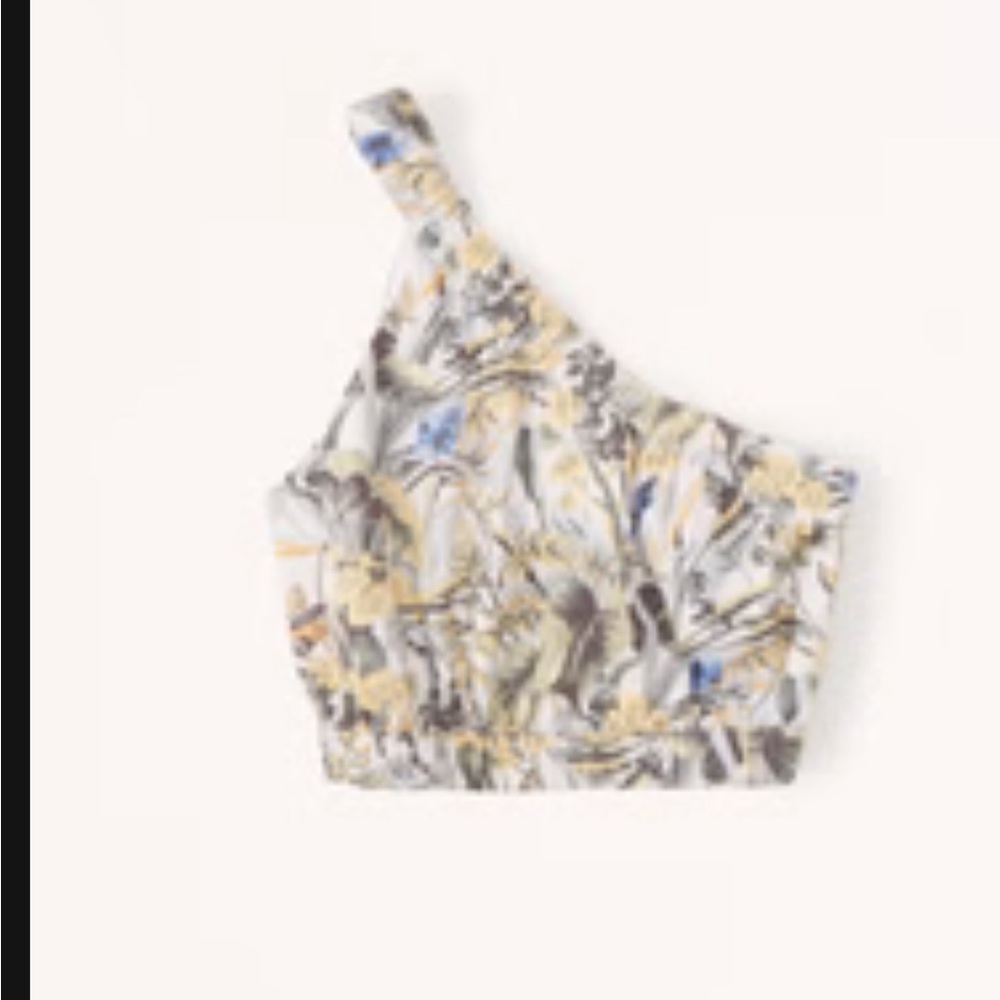 Asymmetrical One-Shoulder Linen-Blend Top
Color: GREEN PATTERN